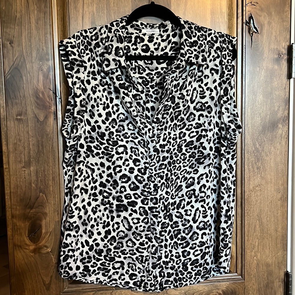 Pleione Black/White Leopard Blouse